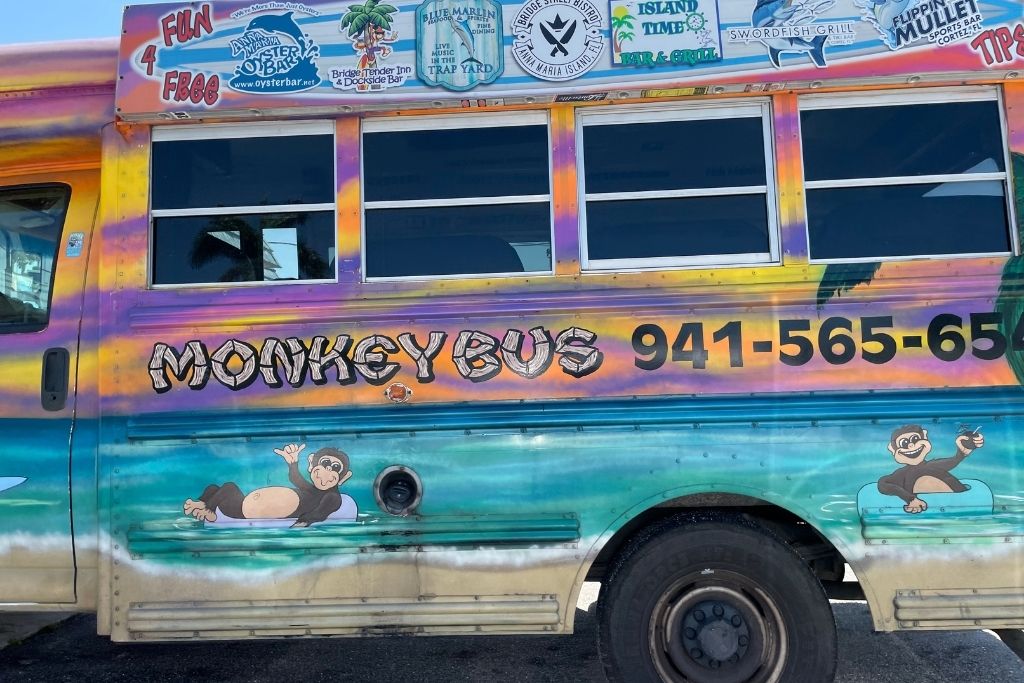 The Monkey Bus is a great way for getting around on Anna Maria Island