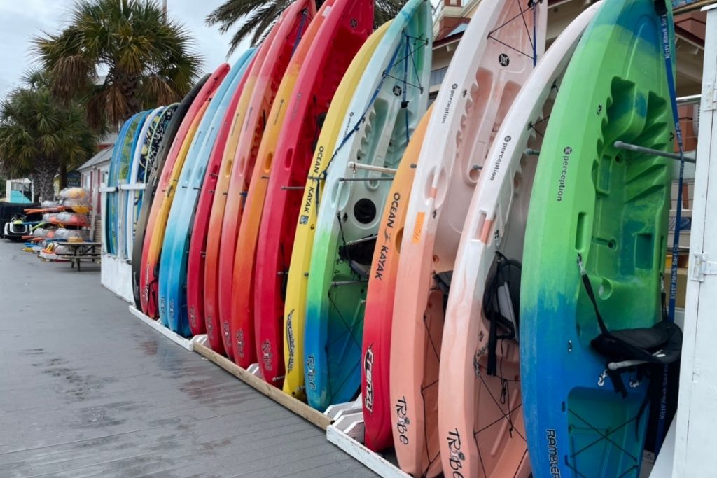 There are several companies throughout Destin that you can rent kayaks, jet skis and other water equipment!