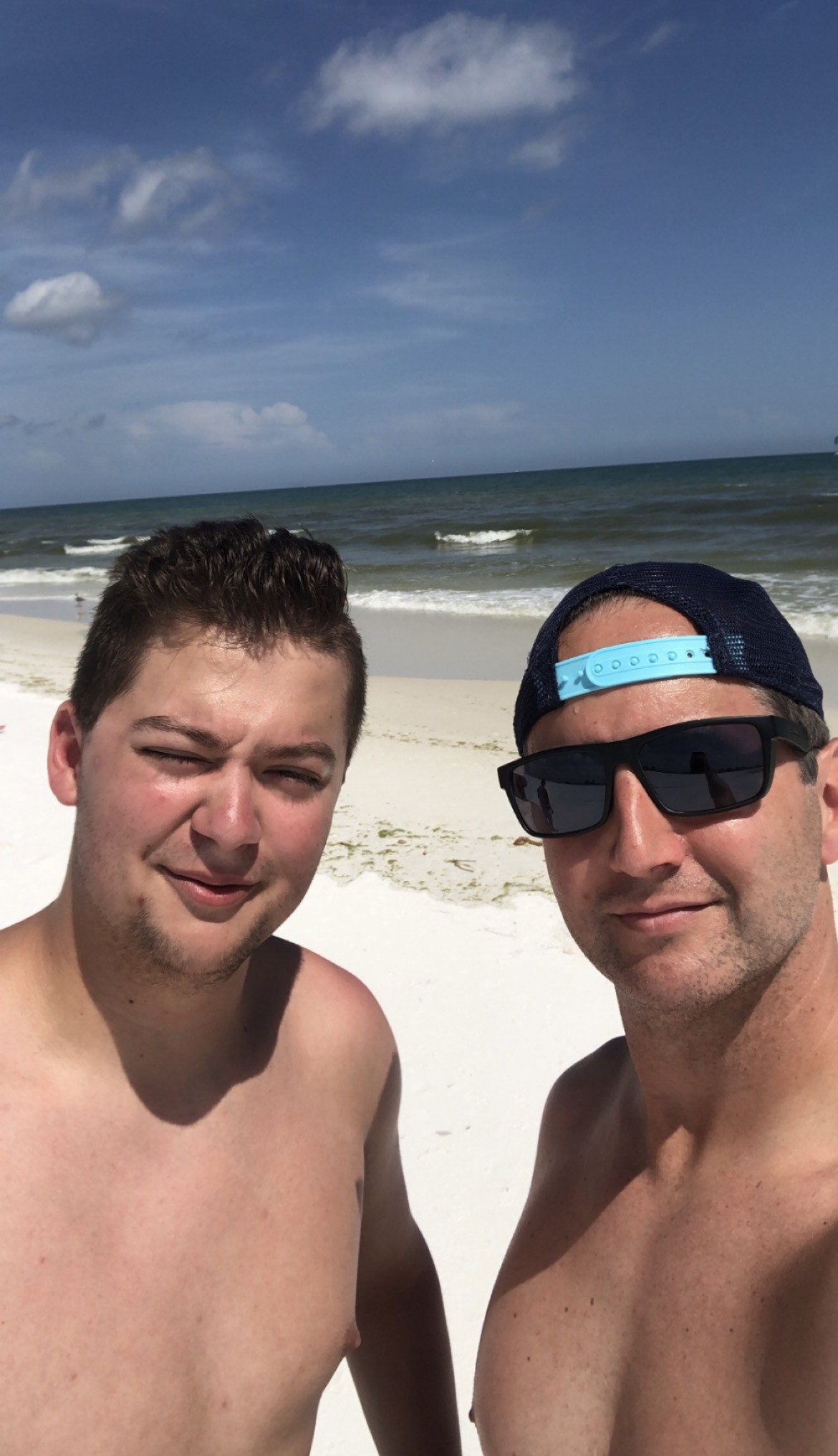 My son and I enjoying the beach near Crab Island!