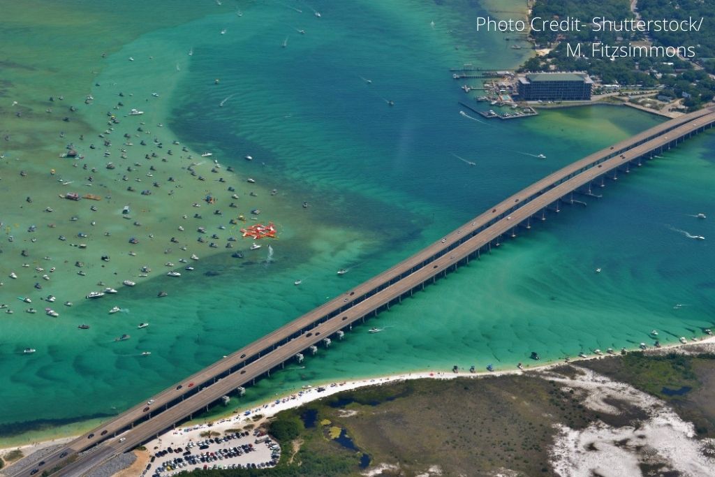 Crab Island is just north of the Highway 98 Bridge in Destin, Florida and is a great place to hang out for the day!