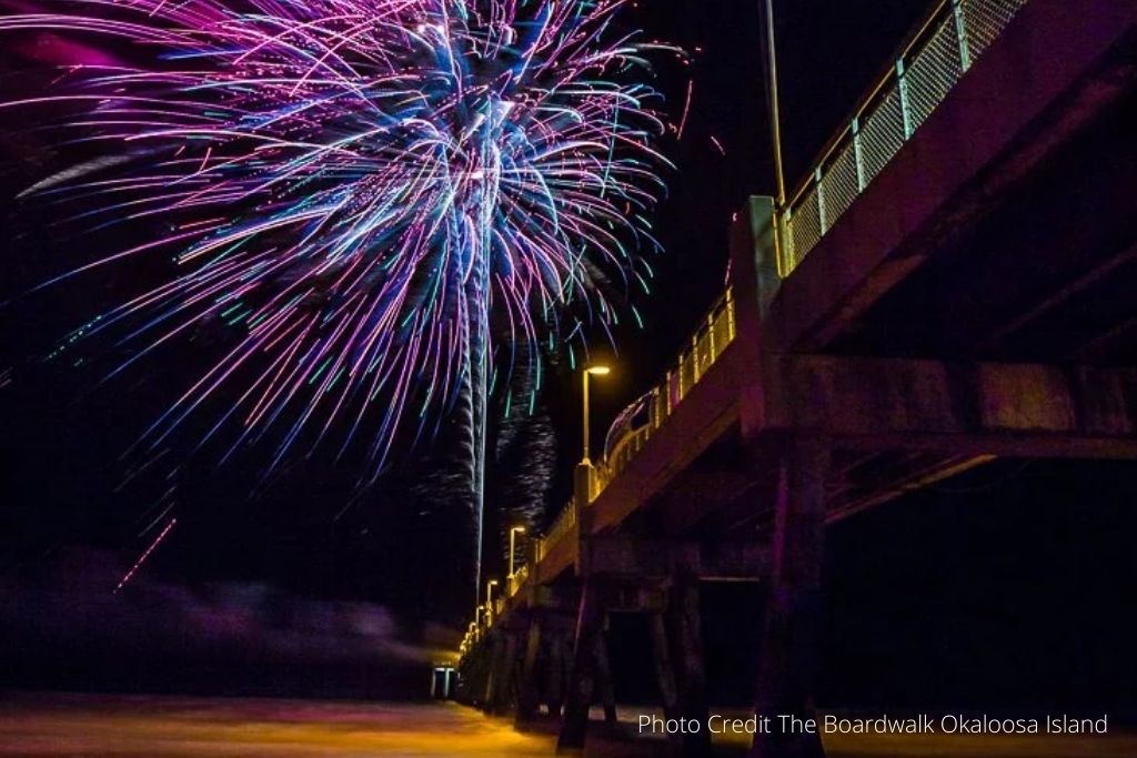 The Okaloosa Island Pier is a great place to visit for a quick fireworks show in the summer