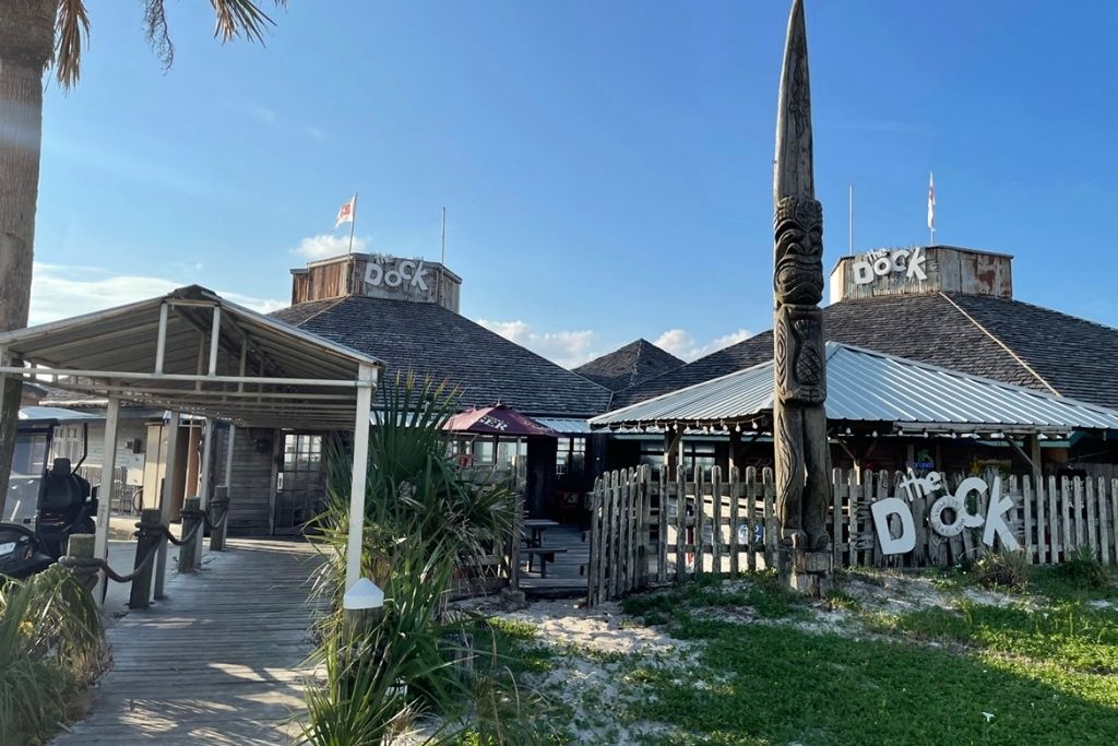 The Dock is a popular Pensacola Beach restaurant near the pier