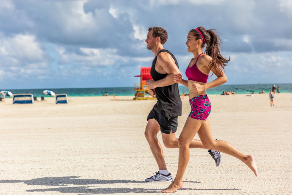 At South Beach, you'll find weights, battle ropes, and other gym equipment right at the beach!  The beach and trails are also great for running. 
