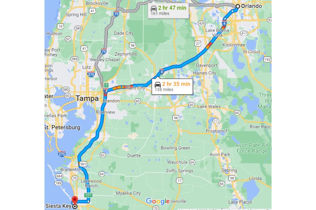 There are a few different routes to choose from as you make your way from Orlando to Siesta Key
