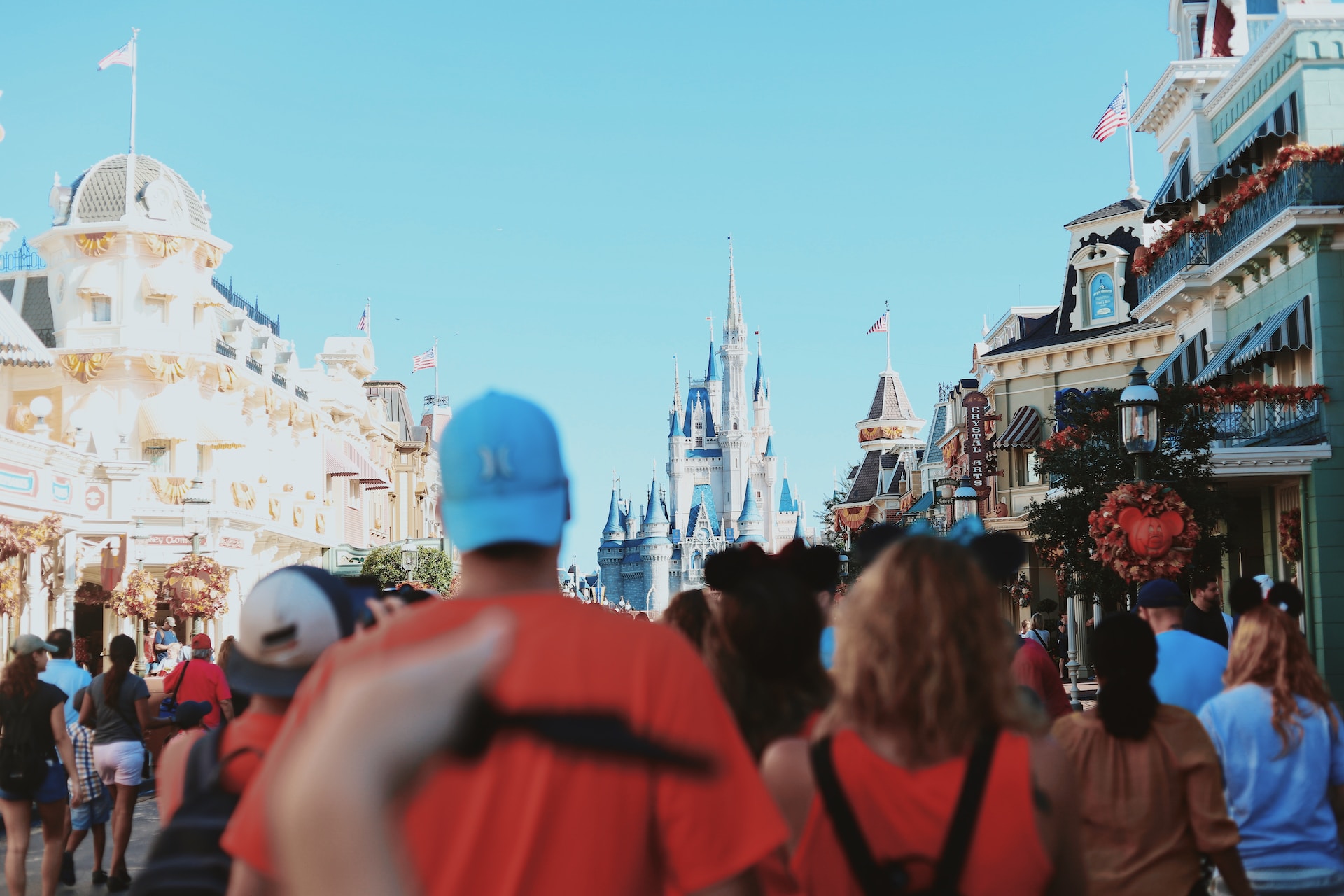 people and tourists in Walt Disney Resort Orlando