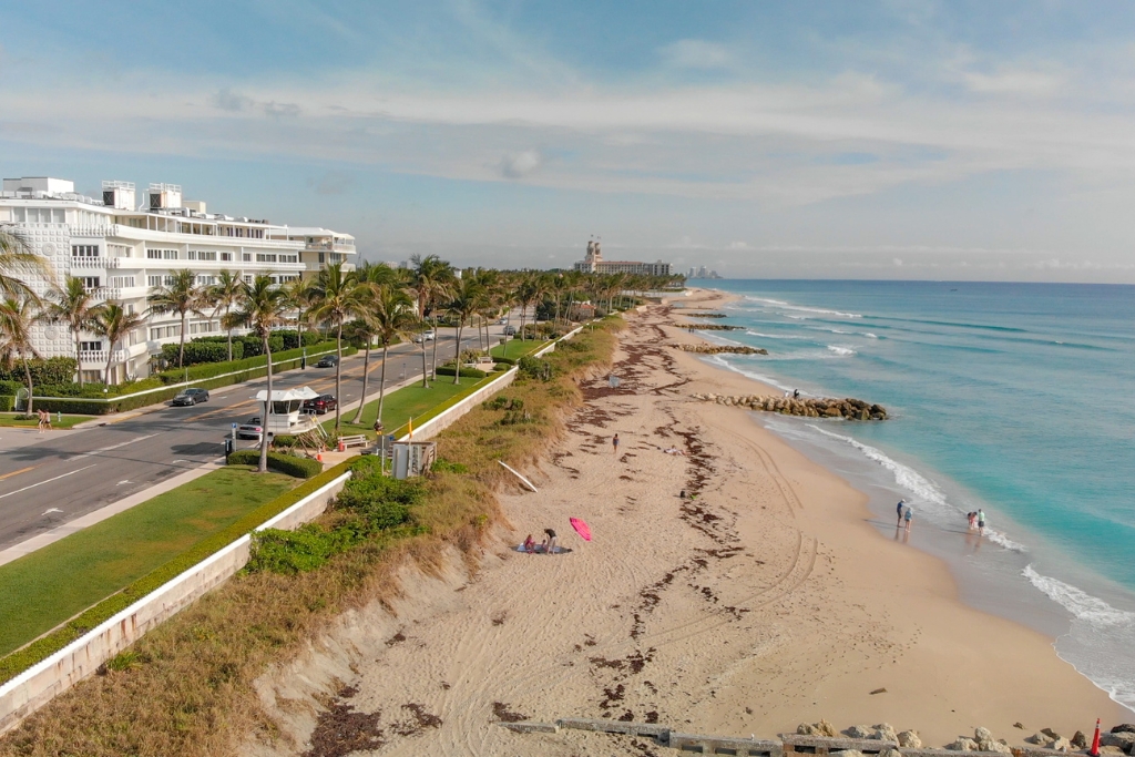 beautiful aerial view of the coastline of Palm Beach, Florida, USA