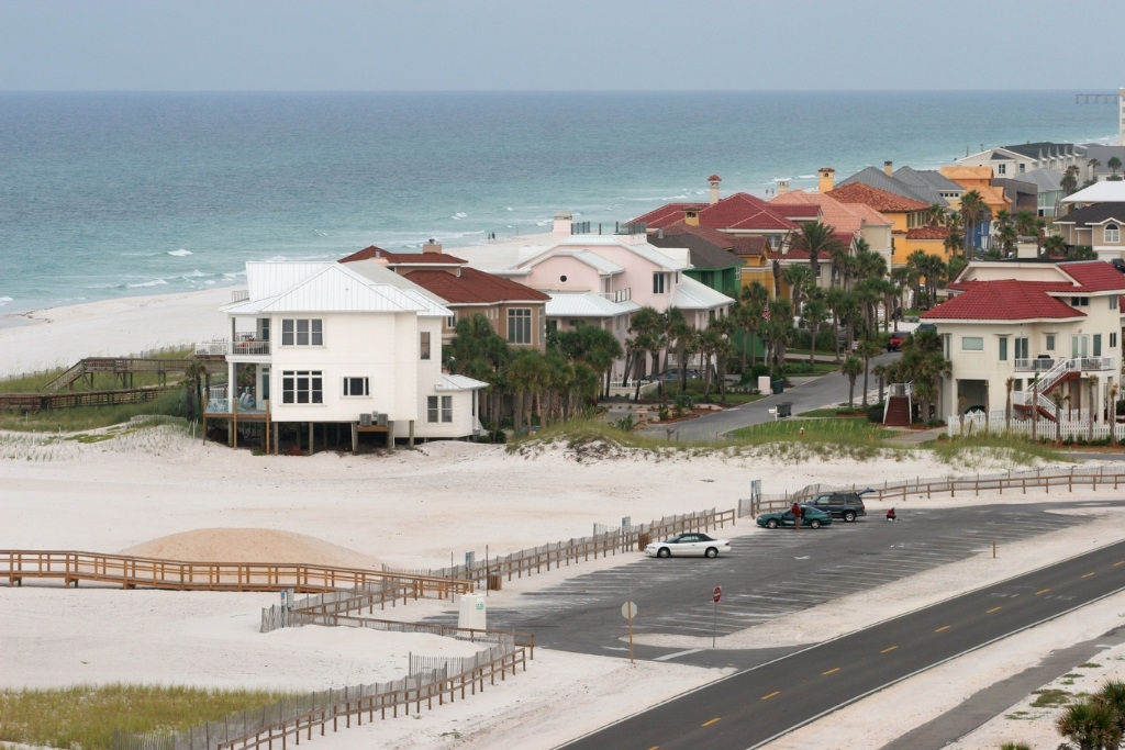 aerial view of houses community in Pensacola Beach Florida