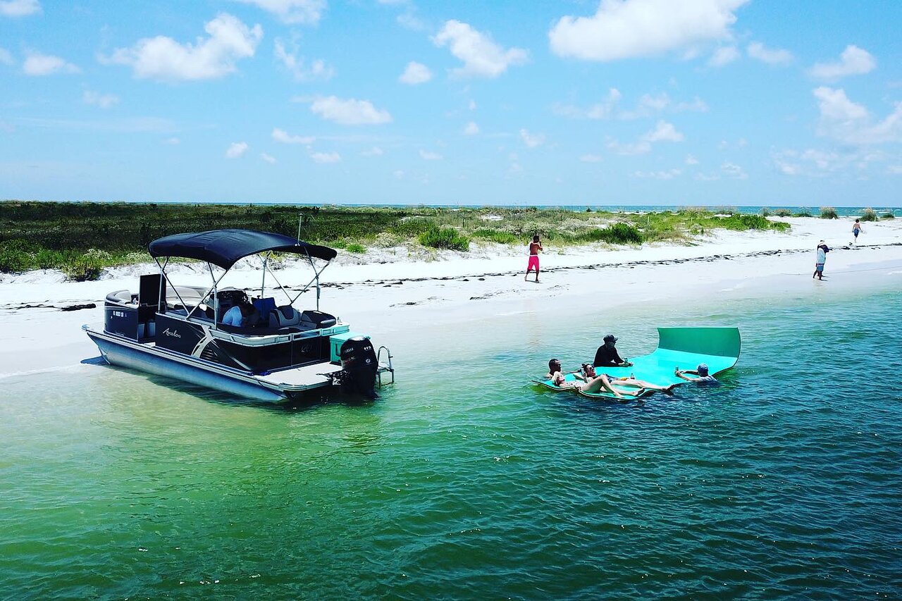 aerial view of the boat and beach in Clearwater Florida during a private boat tour