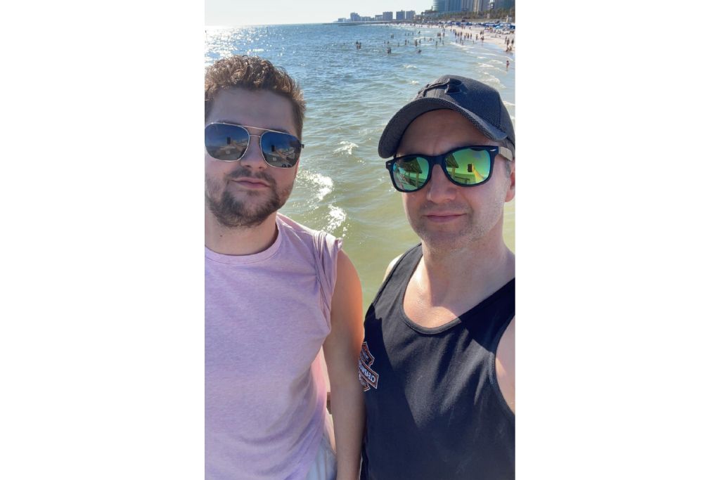 My son and I visiting Pier 60 in Clearwater Beach
