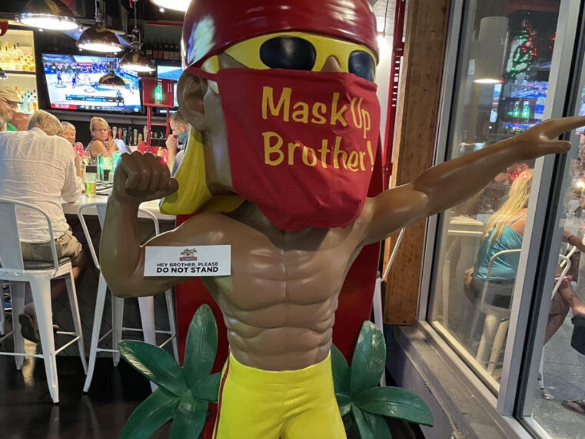a topless statue in a bar in Clearwater Florida