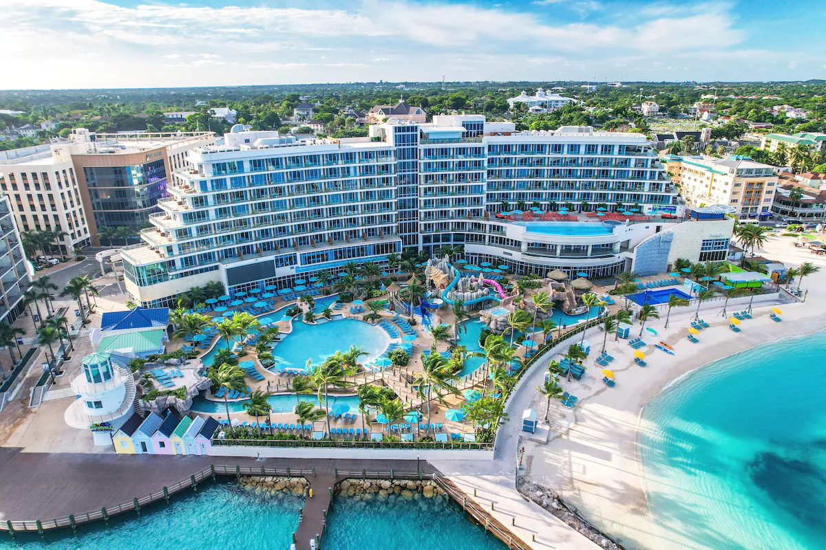 aerial view of the exterior of Margaritaville Beach Resort Nassau