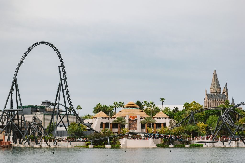 panoramic view of the theme parks in Orlando Florida