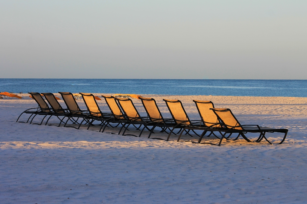 row of beach chairs in St Pete Beach Florida